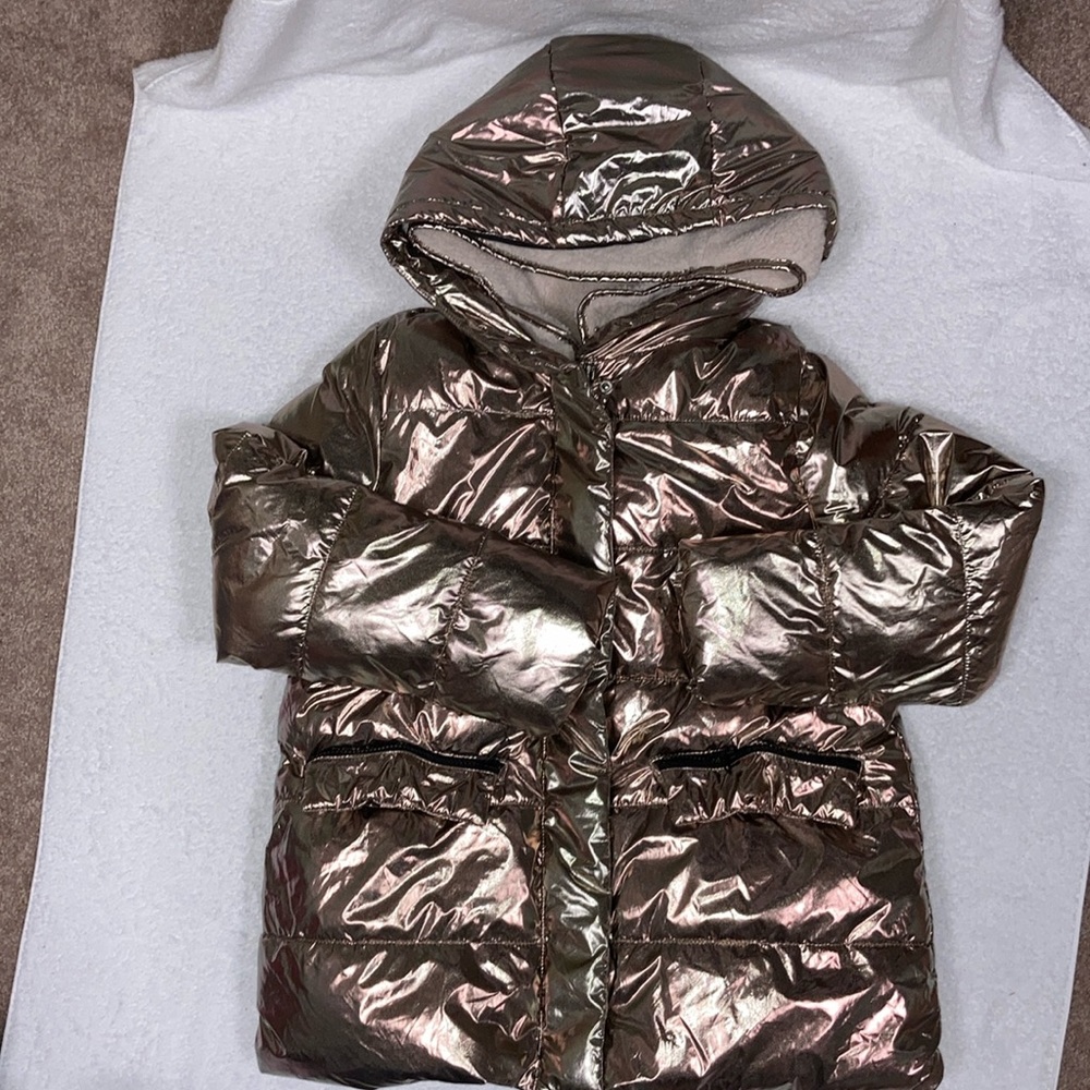 Zara metallic puffer coat girls 164cm size 13/14